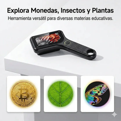 Lupa de lectura rectangular 500X con luz LED regulable – Ideal para baja visión, libros y letra pequeña