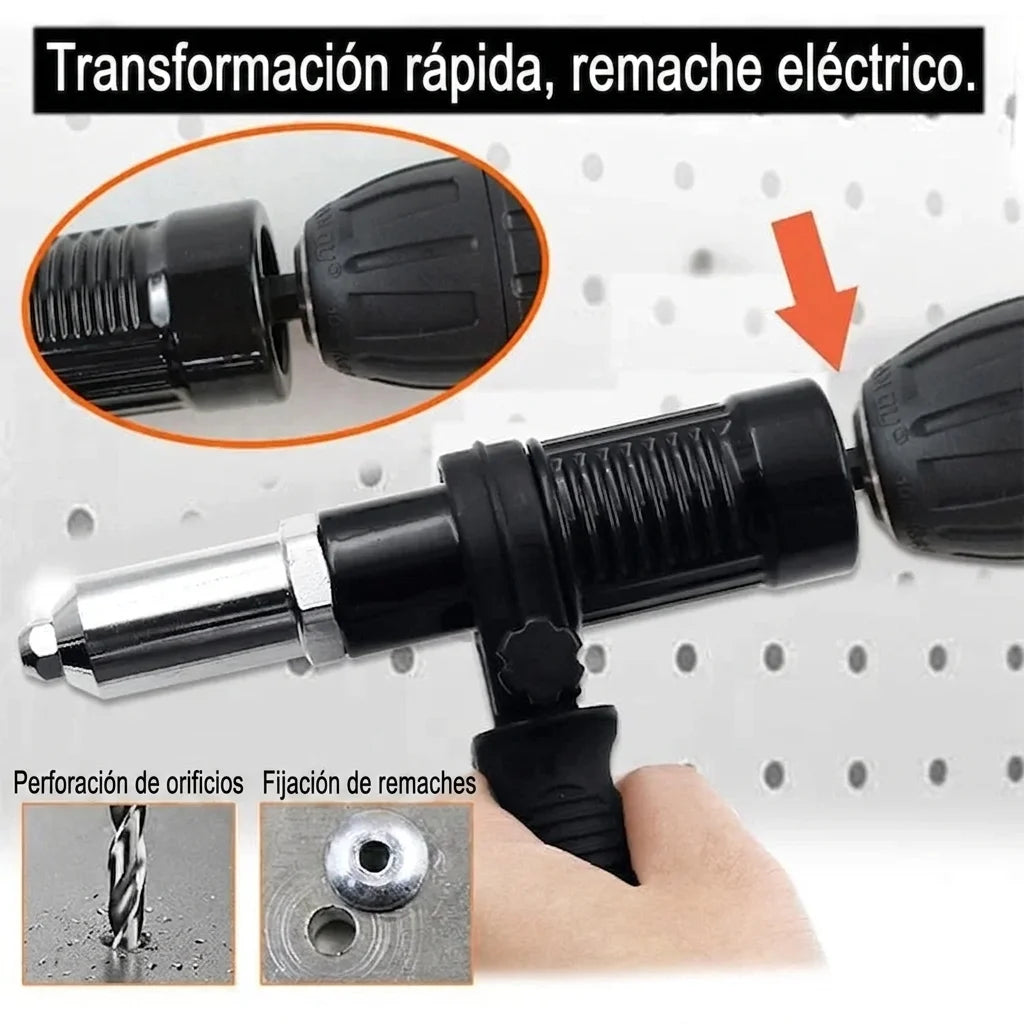 Olvídate del dolor de manos y trabaja 5 veces más rápido - Adaptador de remachadora