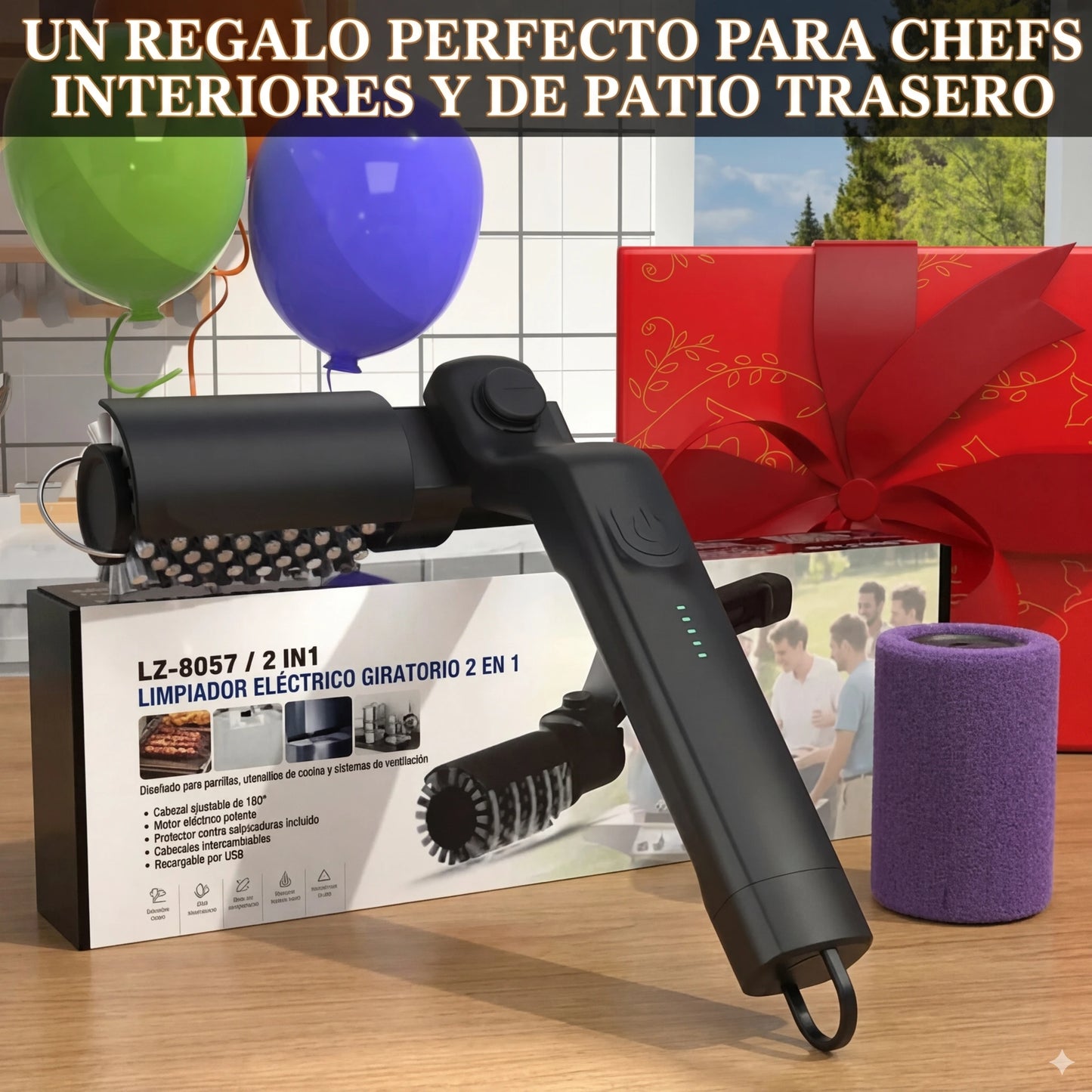 🔥 ¡50% DE DESCUENTO AHORA! 🍖 Cepillo eléctrico inalámbrico para limpiar barbacoas: limpieza profunda, mango largo y recargable 🔋
