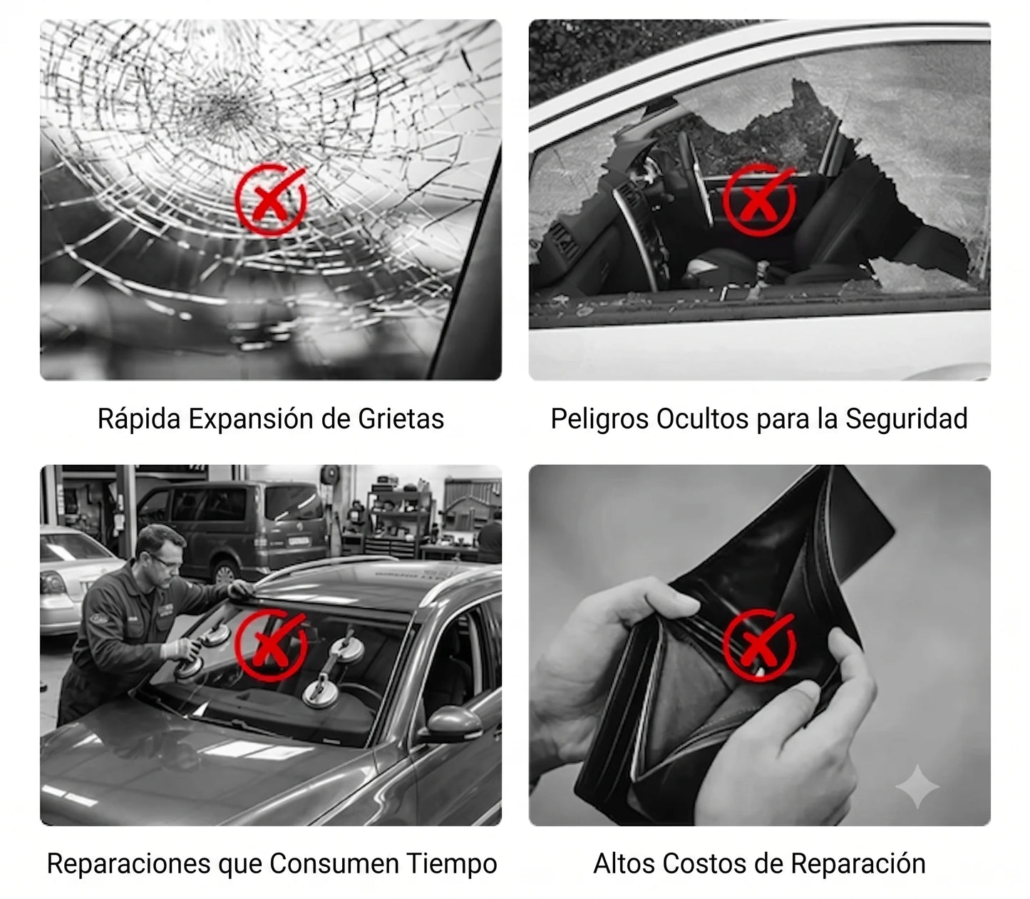 Kit de reparación de grietas en vidrio