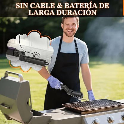 🔥 ¡50% DE DESCUENTO AHORA! 🍖 Cepillo eléctrico inalámbrico para limpiar barbacoas: limpieza profunda, mango largo y recargable 🔋
