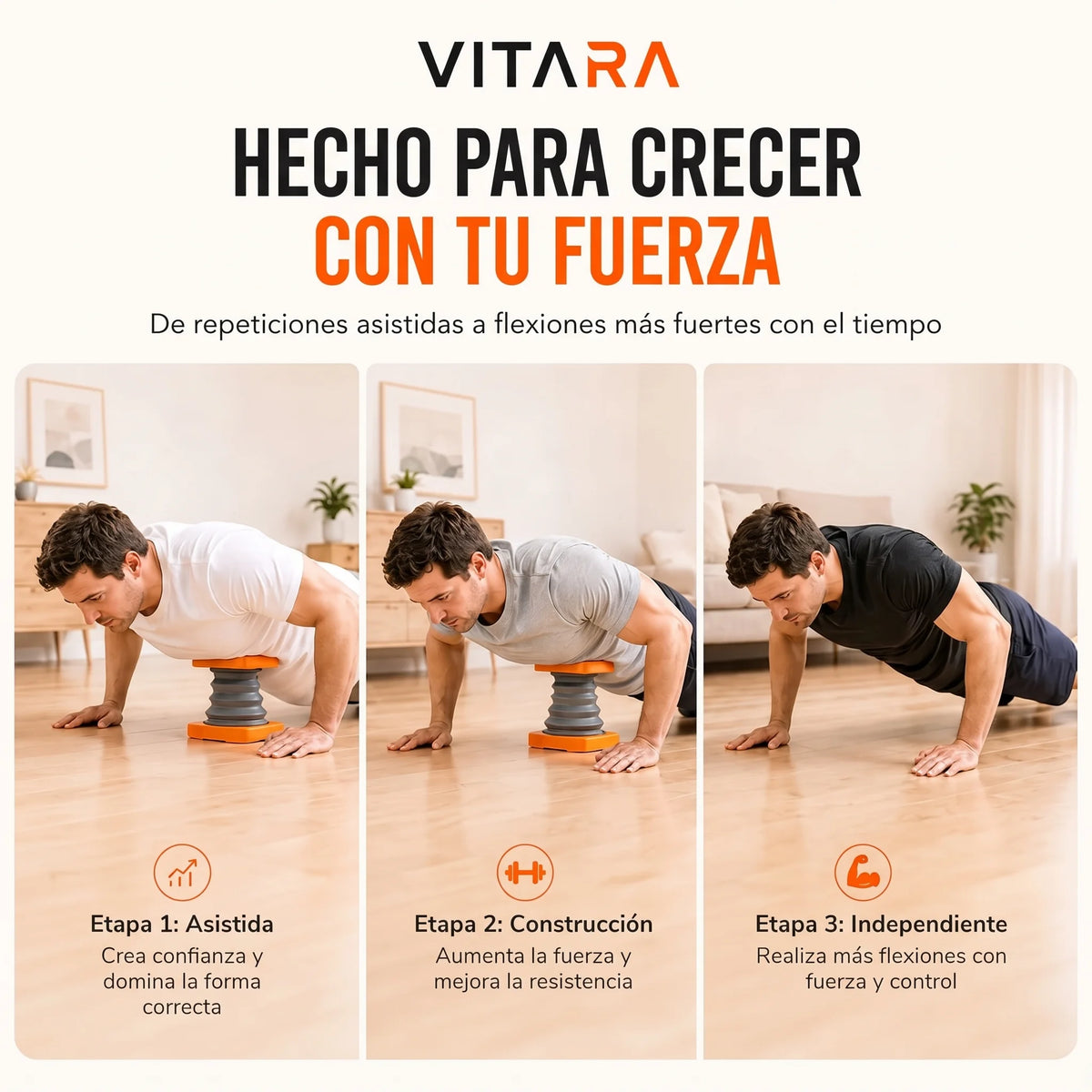Domina las flexiones. Desarrolla fuerza más rápido | VITARA™ PushPro