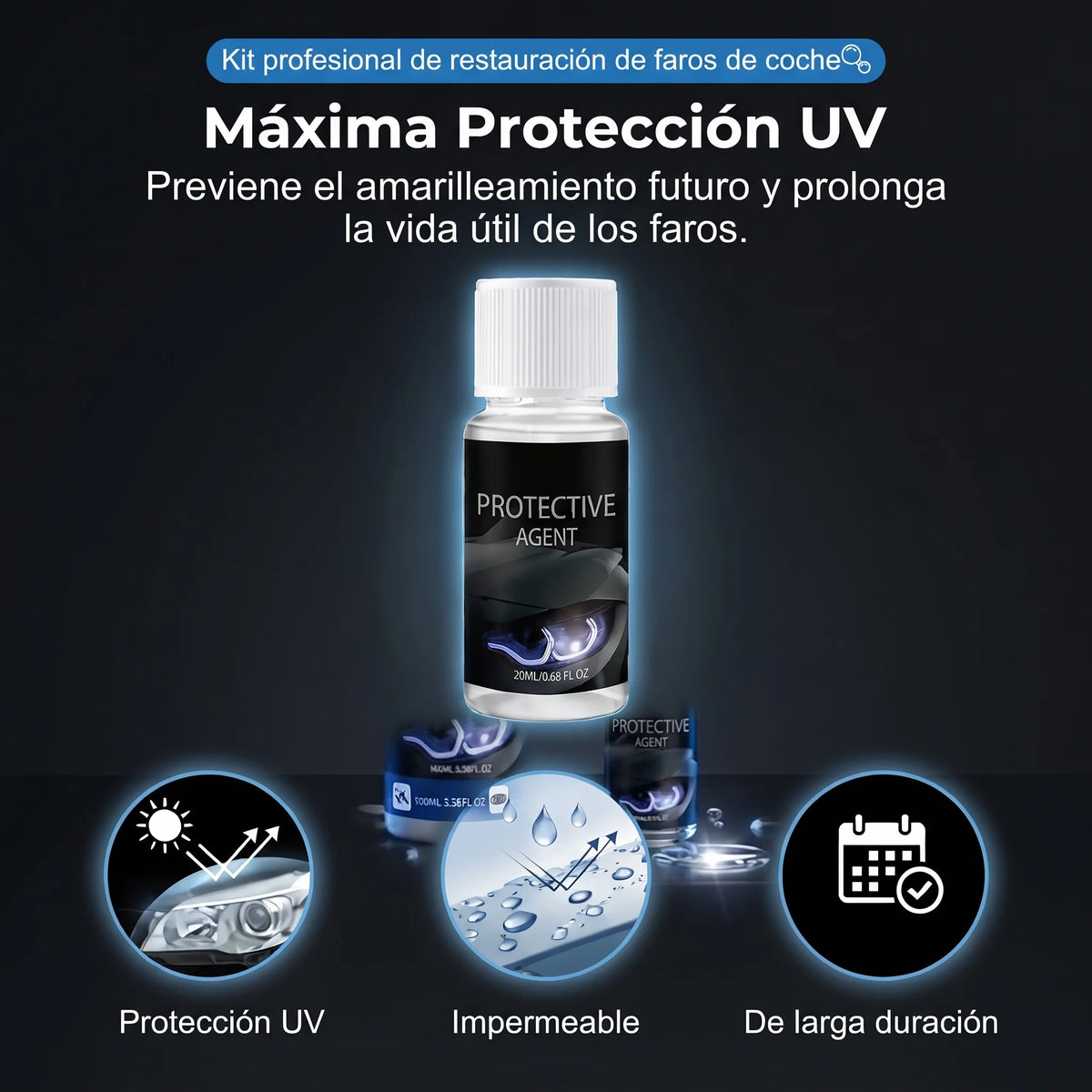Kit profesional de restauración de faros de coche🫧 – Elimina el amarilleamiento y los arañazos, restaura la claridad y la protección UV – una solución fácil para hacerlo tú mismo