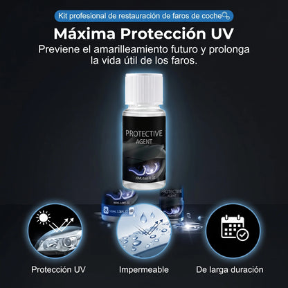 Kit profesional de restauración de faros de coche🫧 – Elimina el amarilleamiento y los arañazos, restaura la claridad y la protección UV – una solución fácil para hacerlo tú mismo