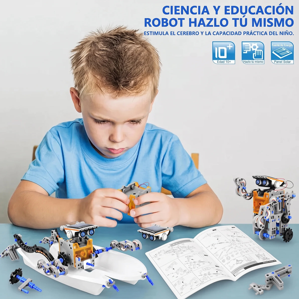 Kit de robot solar educativo 13 en 1. Nuevo diseño moderno en energía solar.
