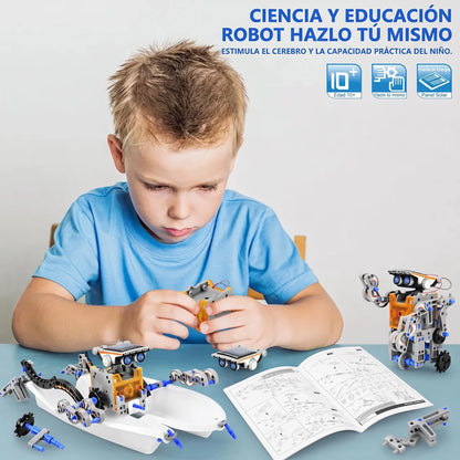 Kit de robot solar educativo 13 en 1. Nuevo diseño moderno en energía solar.