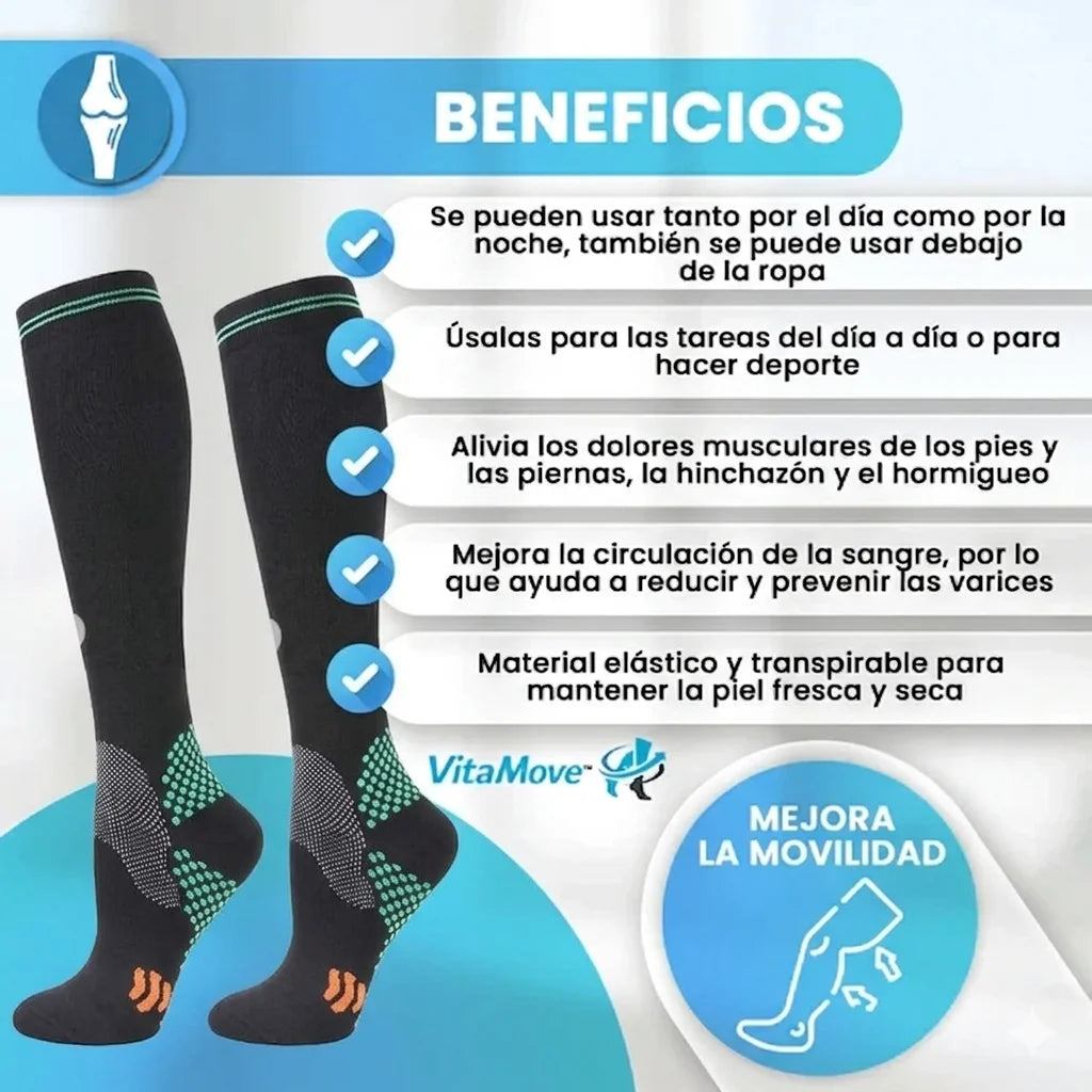 VitaMove™ – Medias de Compresión Graduada para Circulación y Alivio Diario Pack 2X1