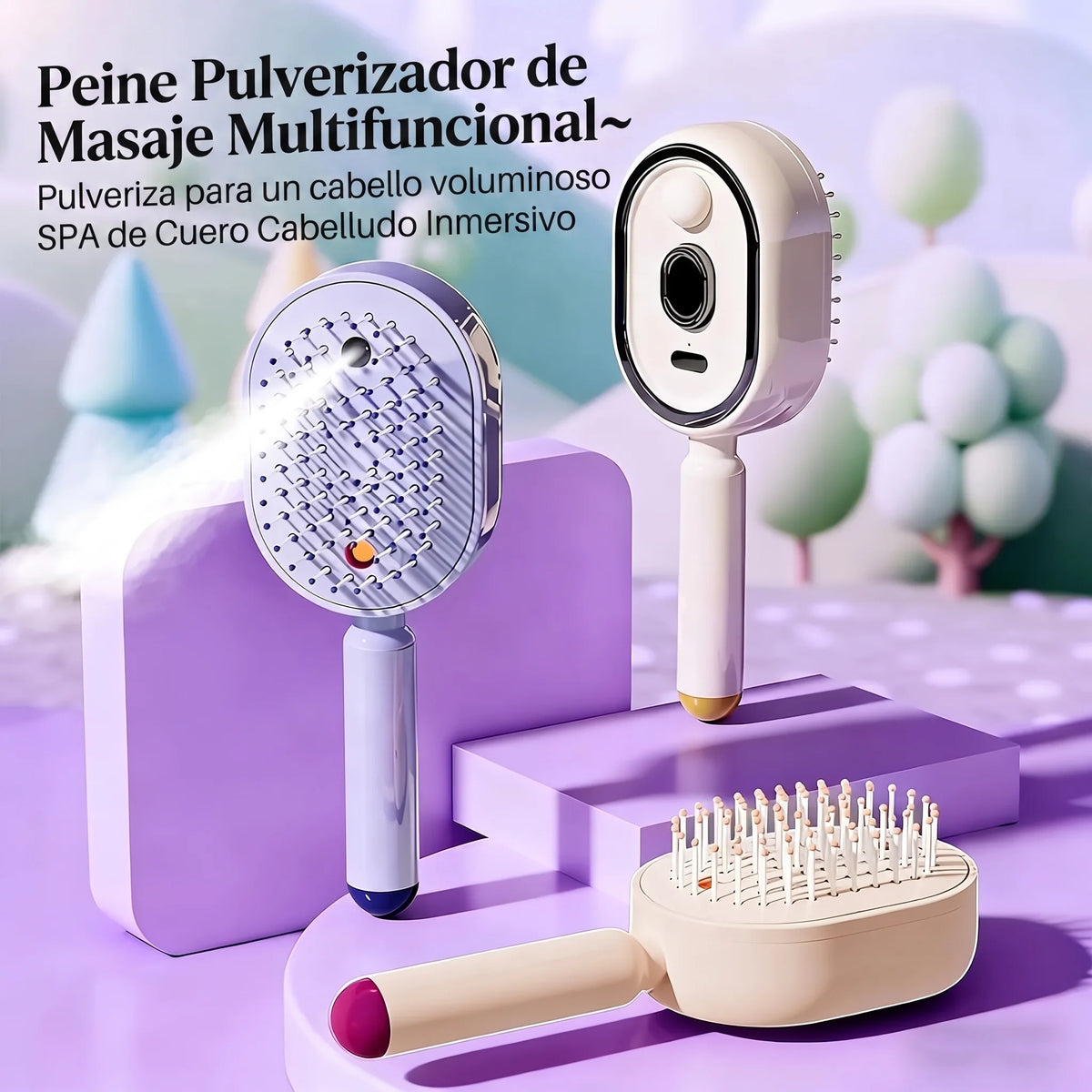 Cepillo alisador de cabello eléctrico ICONIC™ 4 en 1 con masaje y queratina