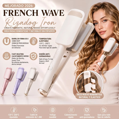 ✨Rizador iónico negativo ondulado de 32 mm - 4 ajustes de temperatura - Peinados de calidad profesional en casa💇‍♀️