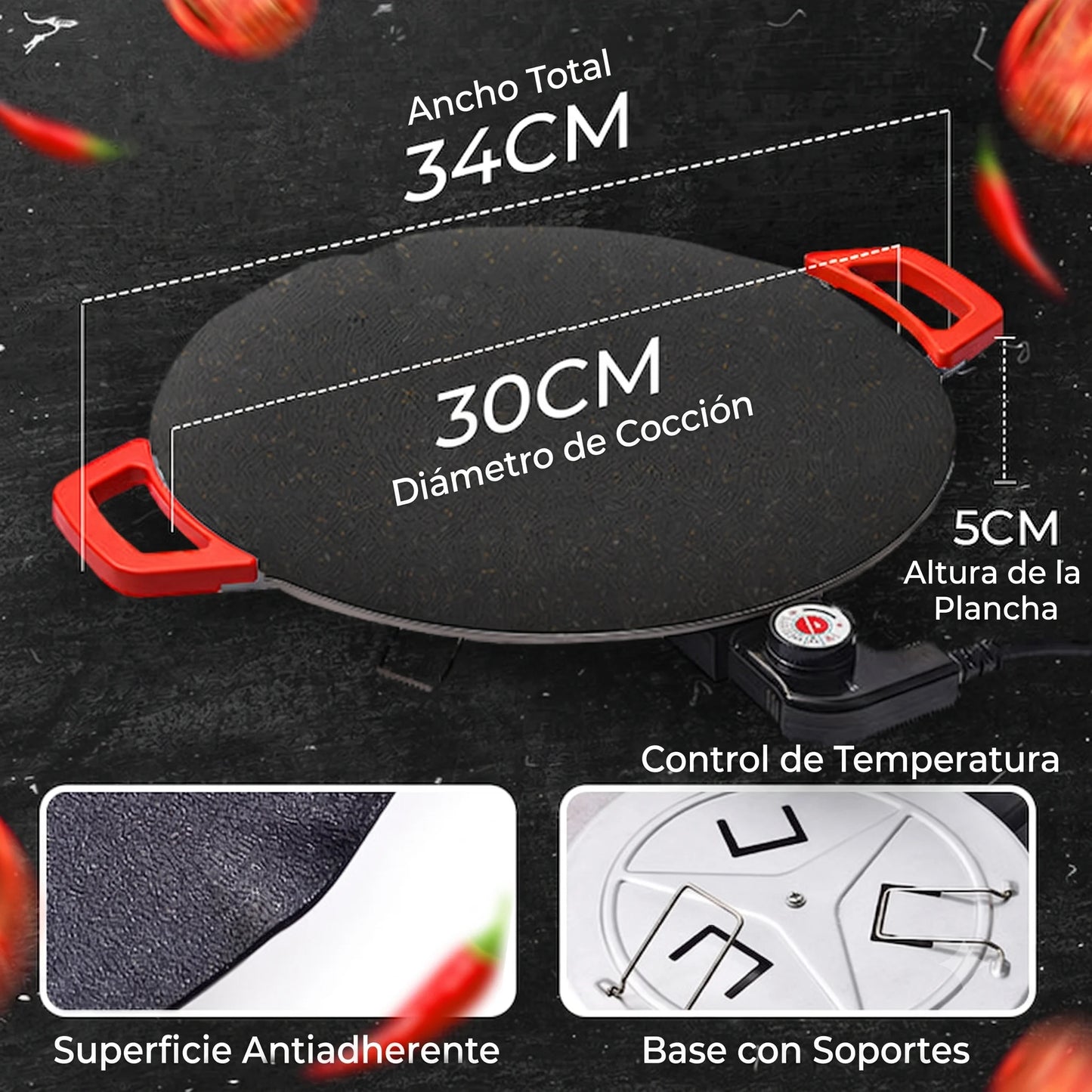 ⏳Oferta por tiempo limitado⏰Sartén eléctrica antiadherente para parrilla de interior🍳