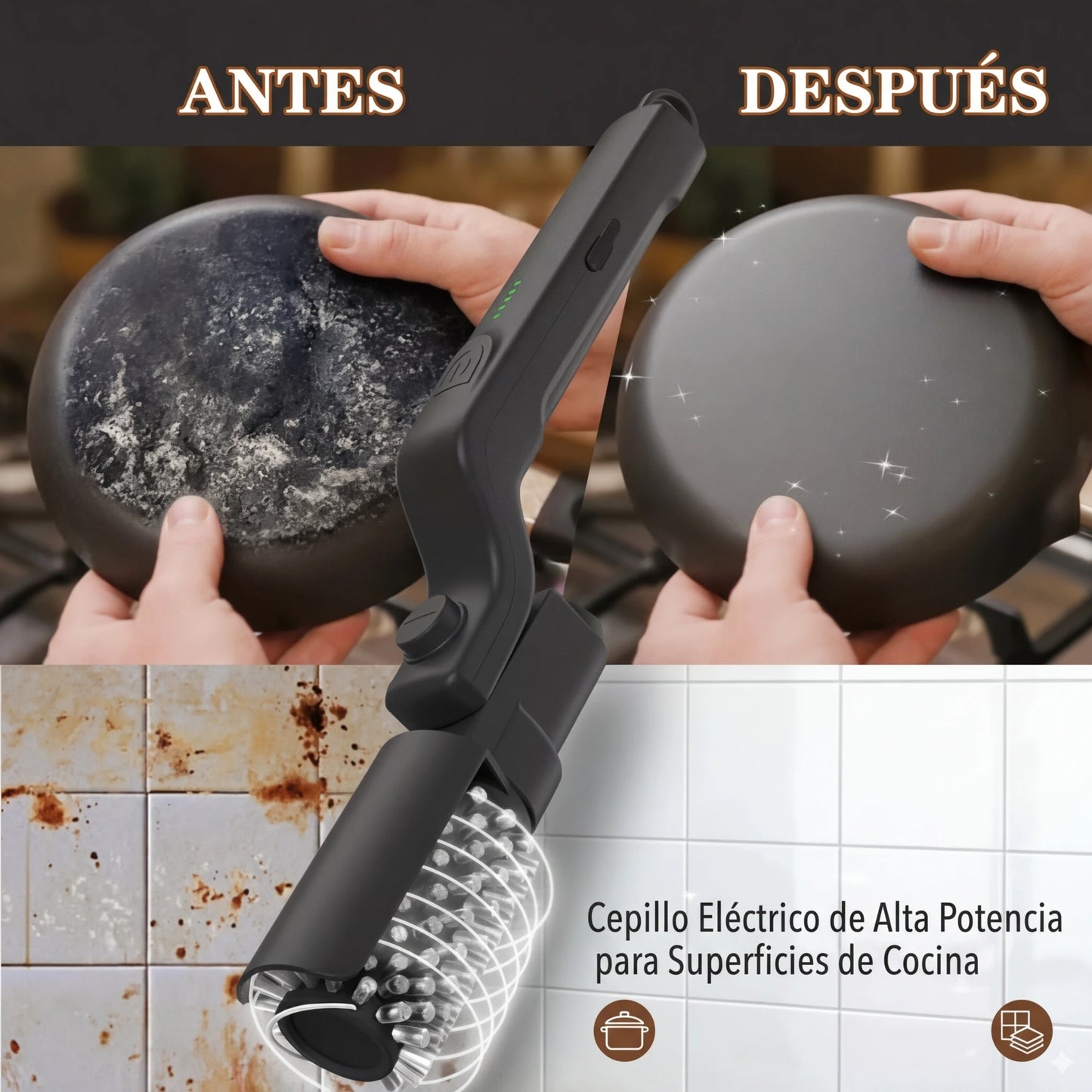 🔥 ¡50% DE DESCUENTO AHORA! 🍖 Cepillo eléctrico inalámbrico para limpiar barbacoas: limpieza profunda, mango largo y recargable 🔋