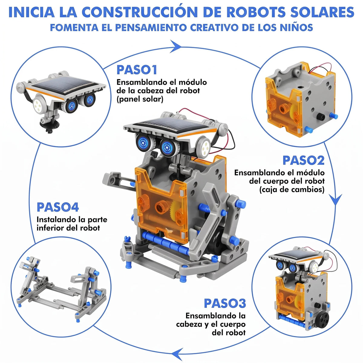 Kit de robot solar educativo 13 en 1. Nuevo diseño moderno en energía solar.