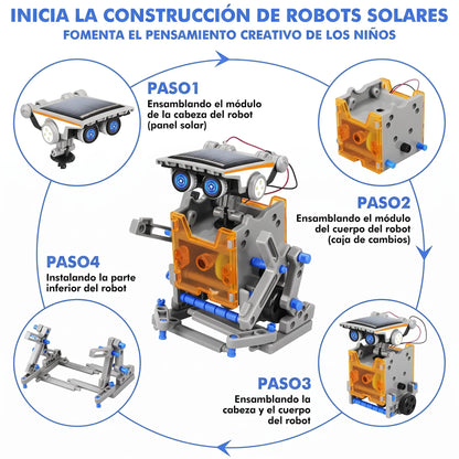 Kit de robot solar educativo 13 en 1. Nuevo diseño moderno en energía solar.