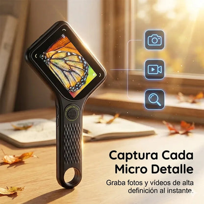 Lupa de lectura rectangular 500X con luz LED regulable – Ideal para baja visión, libros y letra pequeña