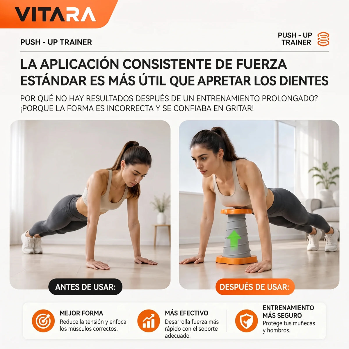 Domina las flexiones. Desarrolla fuerza más rápido | VITARA™ PushPro
