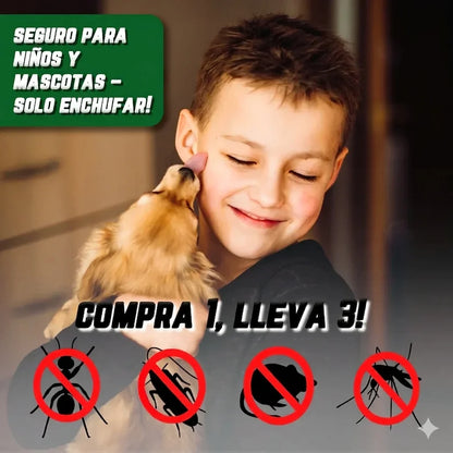 Repelente Ultrasónico Pest Reject 200m² – Seguro para Mascotas y Niños – COMPRA 1, LLEVA 3 [Sin Veneno, Silencioso]