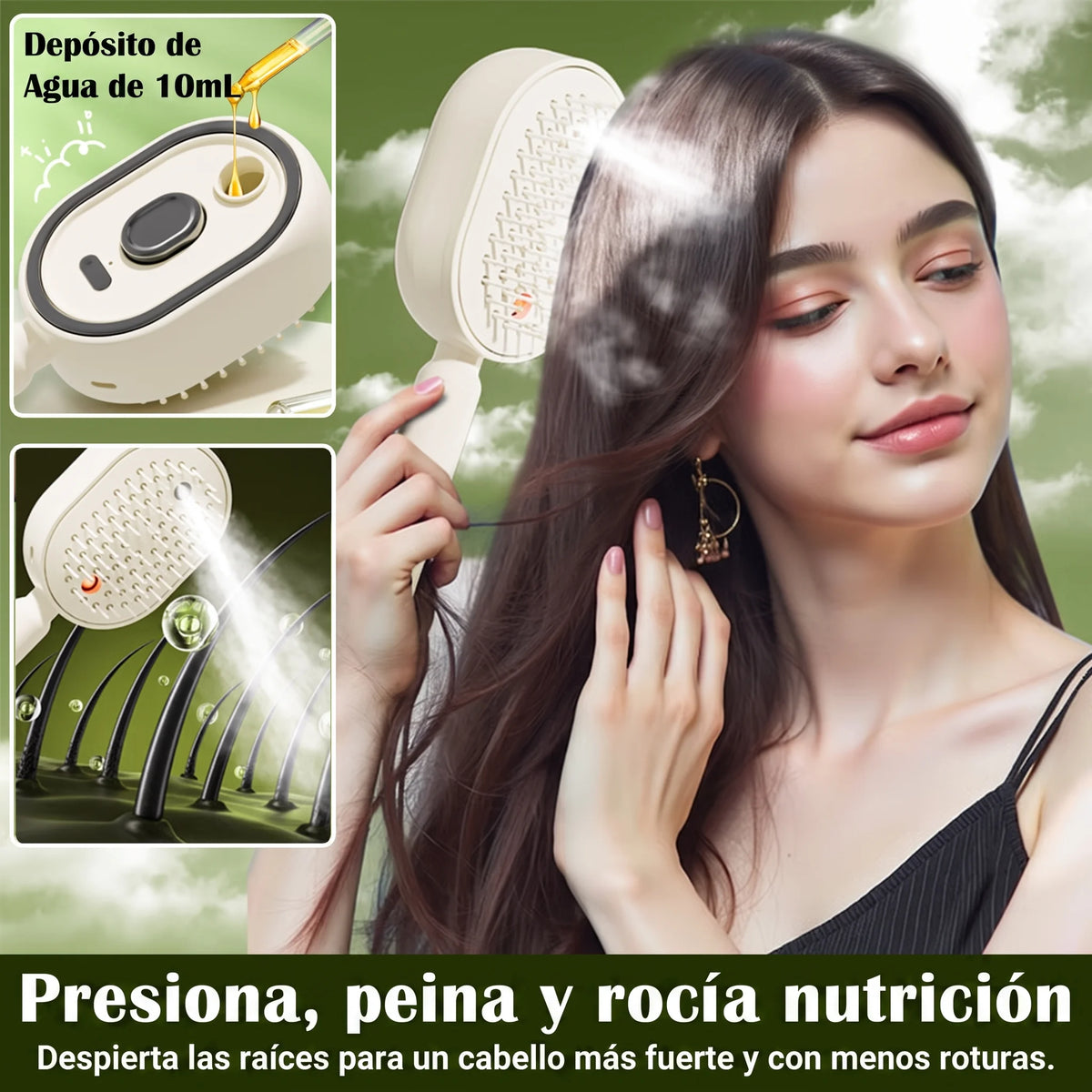 Cepillo alisador de cabello eléctrico ICONIC™ 4 en 1 con masaje y queratina