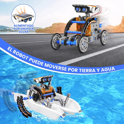 Kit de robot solar educativo 13 en 1. Nuevo diseño moderno en energía solar.