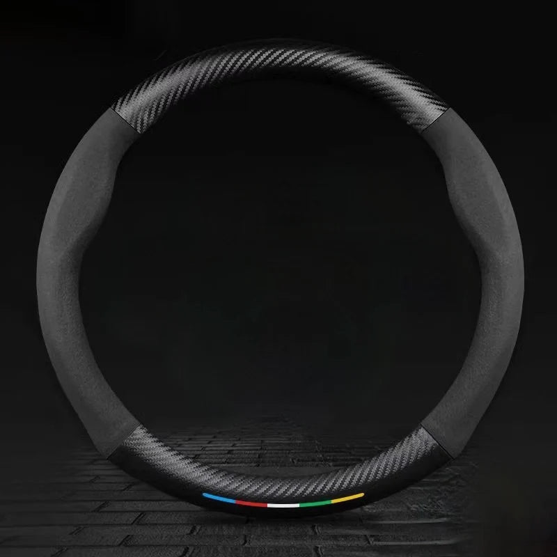 TrackVibe | Funda para volante de gamuza de carbono – Antideslizante y resistente al desgaste