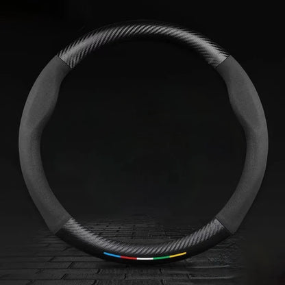 TrackVibe | Funda para volante de gamuza de carbono – Antideslizante y resistente al desgaste