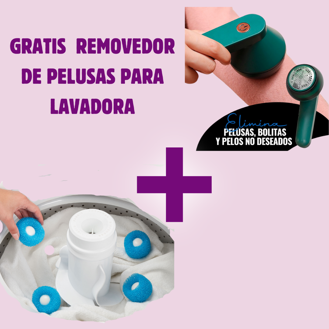 Compra el Removedor de Pelusas y recibe GRATIS Paquete de Quita Pelusas para tu Lavadora