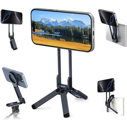 MagPod™ – Soporte Magnético con Giro Total para Teléfonos, Trípode Compacto y Ajustable