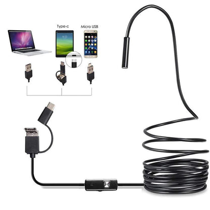 Cámara sonda HD Flexible 5 Metros Impermeable con Luz LED