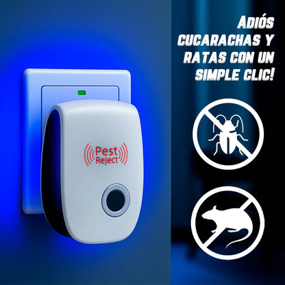 Repelente Ultrasónico Pest Reject 200m² – Seguro para Mascotas y Niños – COMPRA 1, LLEVA 3 [Sin Veneno, Silencioso]