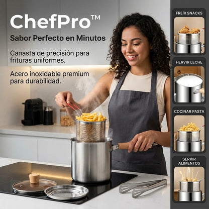 OLLA FREIDORA DE ACERO INOXIDABLE - Ahorra aceite y simplifica tus preparaciones