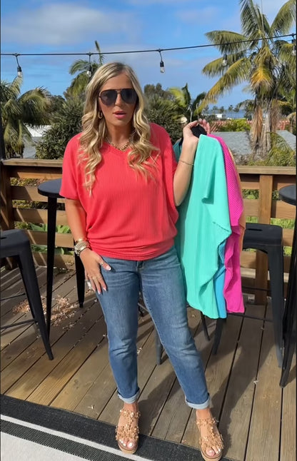 Camiseta de verano con cuello en V para mujer 🌟