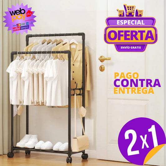🎁 Pack 2x1 Perchero Móvil con Ruedas