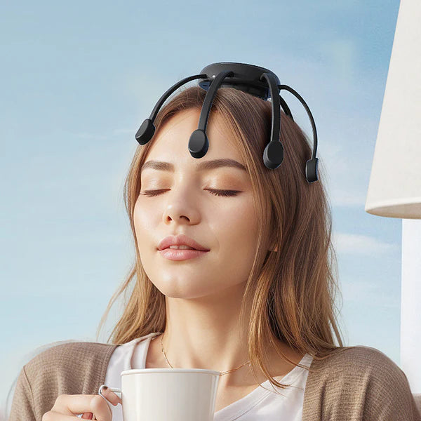 Masajeador de cabeza inteligente: relajación profunda, presión inteligente y alivio instantáneo del estrés ✨
