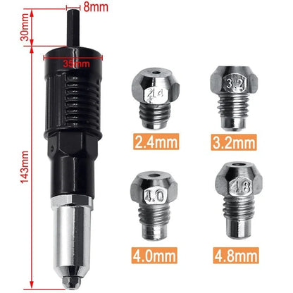 Olvídate del dolor de manos y trabaja 5 veces más rápido - Adaptador de remachadora